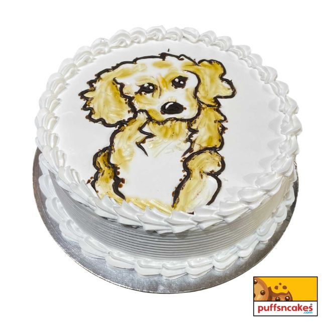 (810) Pet Dog Sketch Theme Cake